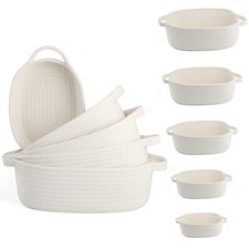 5 Pack Woven Rope Baskets for Shelves Storage Organizing Empty Gifts Baskets