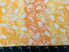Tina Scrap 9"x21 Swirls Leaf Floral Orange Yellow Autumnn Rustic Cotton Fabric