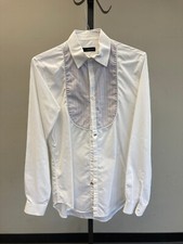 $595 Dsquared2 White Tuxedo Dress Shirt Size ...
