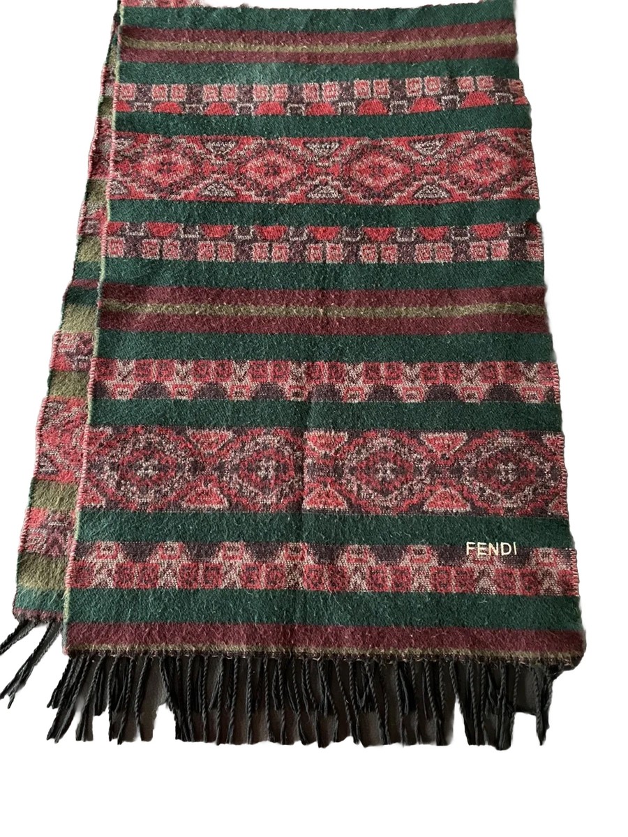 FENDI Vintage Southwestern Large Scarf/Wrap With Fringe
