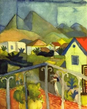 Oil painting impression August-Macke-St.-Germain-near-Tunis village landscape