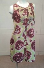 Simply Vera Wang Dress Size 10 Shift Green Lime Burgundy Pink Rose Sleeveless