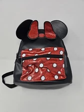 Bioworld Disney Minnie Mouse Backpack Purse Black Red Ears Small Bag Glitter 