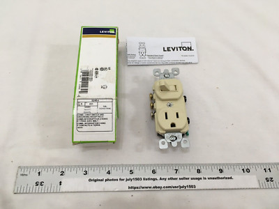 (1) NEW Leviton 15A Combination 3-Way Toggle Switch & Receptacle IVORY 5245-I