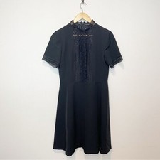 Tahari Black Lace & Ladderstitch Trim Fit & Flare Dress Cocktail LBD Size 10