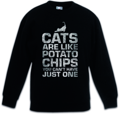 Cats Are Like Potato Chips Kids Boys Girls Pullover you can't have just one Fun