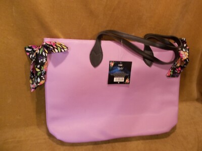 Beauty Simply Spring Large Violet Purple Tote Bag Floral Bow NWT