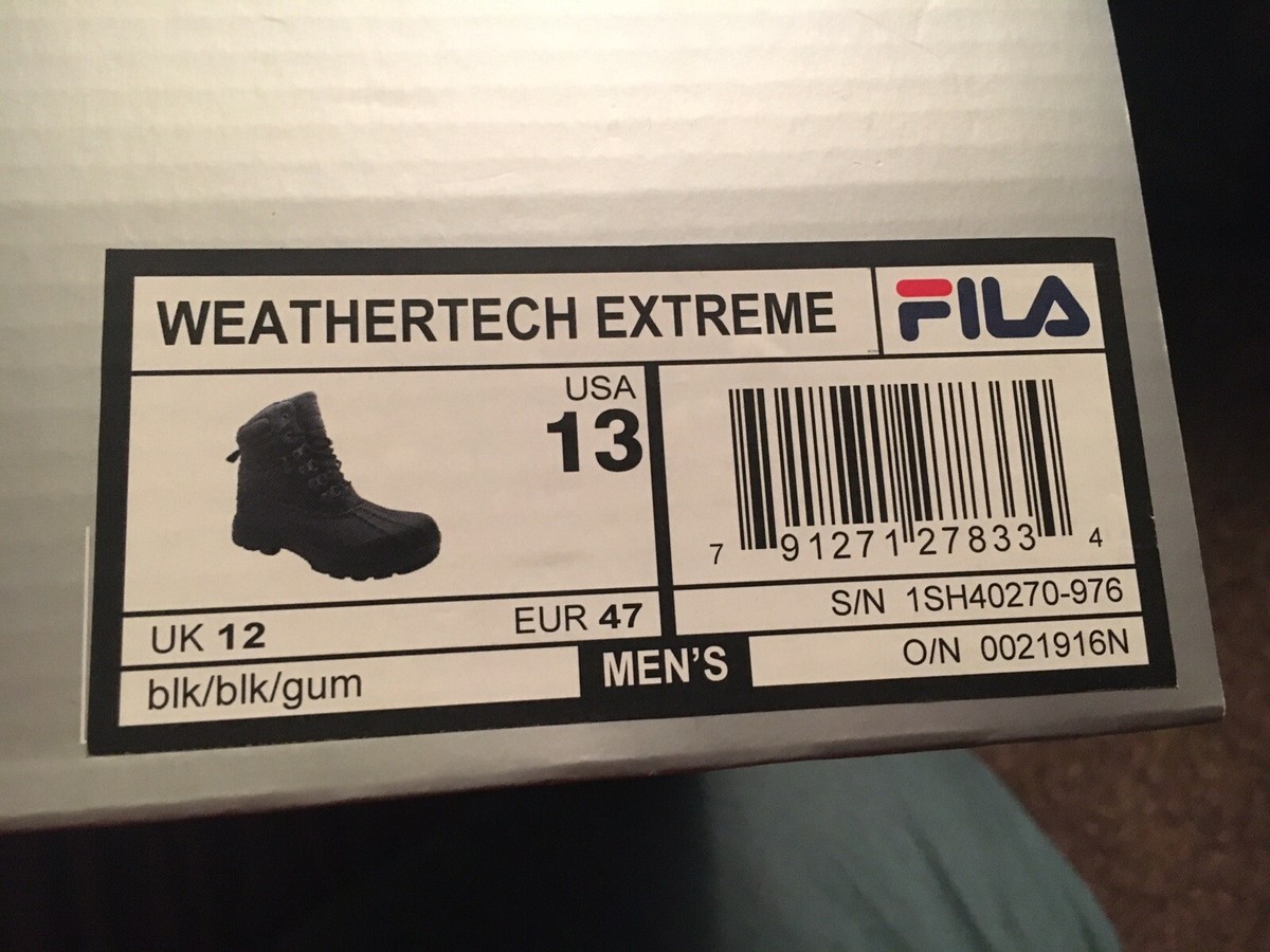 Fila Men\'s Sz 12 Weathertech Extreme Waterproof Duck Boots Black - Used w/ Box fila weathertec products for sale | eBay main image 2