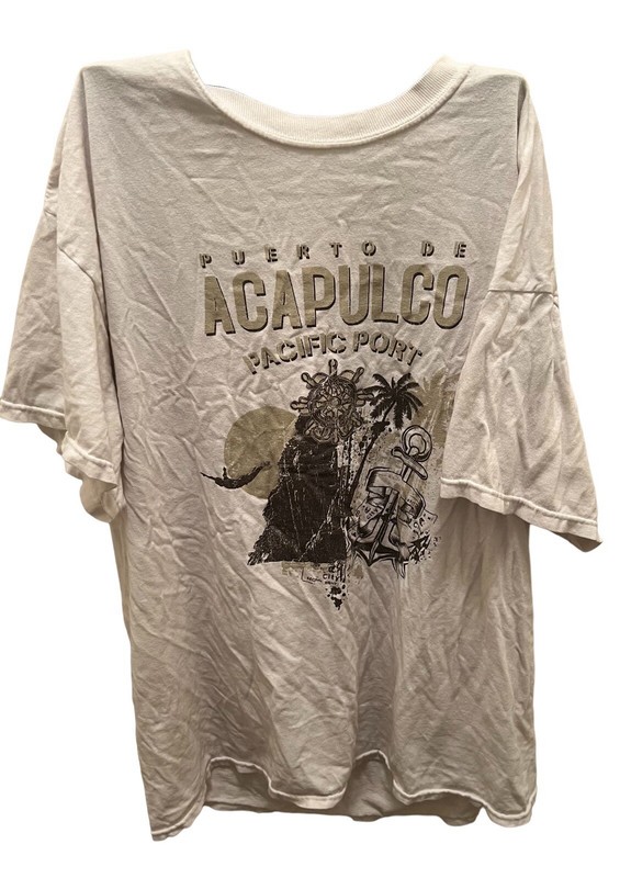 White Puerto De Acapulco Pacific Port Mexico Short Sleeve Shirt Top Clothing
