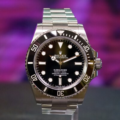 2025 New Unworn Rolex Submariner 124060 No Date Oyster Bracelet with Black Bezel