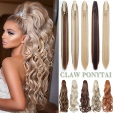 22" Women Lady Curly Clip In Ponytail Pony Tail Hair Extension Claw On Hairpiece