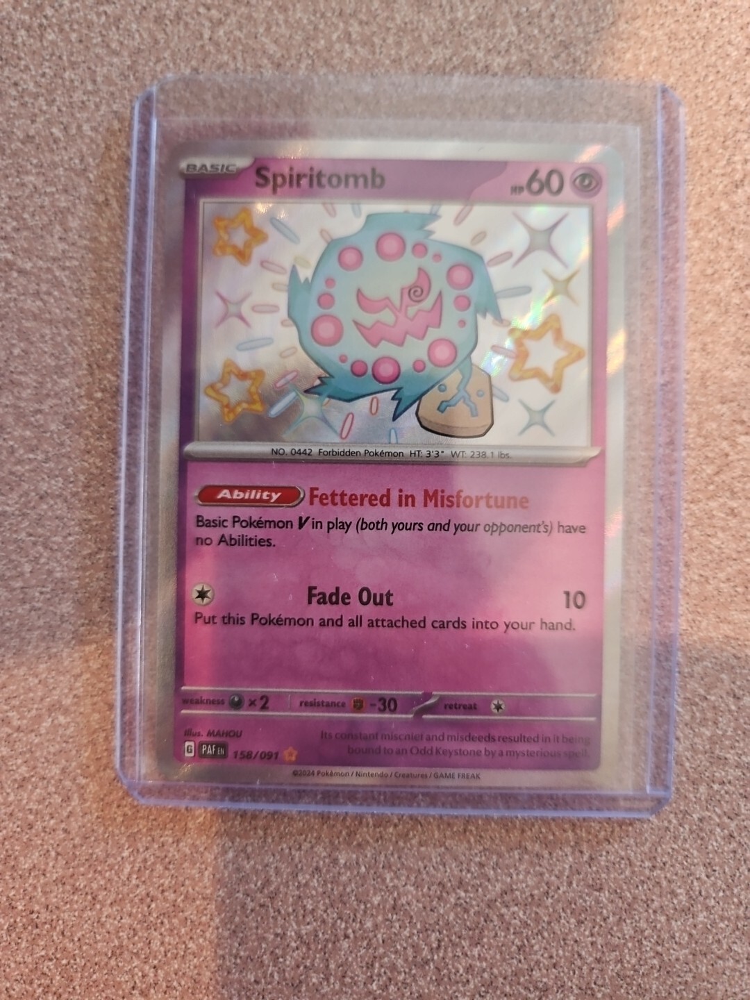 Pokémon TCG Spiritomb Scarlet & Violet: Paldean Fates 158/091 Holo Shiny Rare Nm