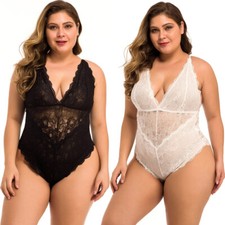 Plus Size Sexy Lingerie Womens Lace Teddy Babydoll Bodysuit Exotic Apparel Gifts