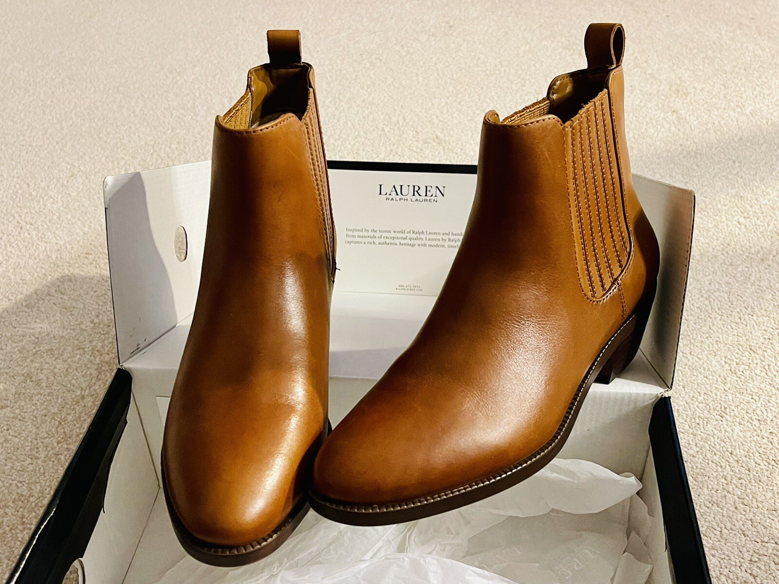 Ralph Lauren Women's Ericka Ankle Boots Brown Tan UK 5 EU 38 image 2