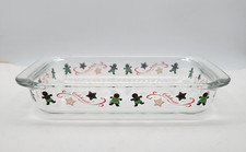 Holiday Christmas Gingerbread Men Glass Baking Pan 10" X 6" X 1.75"
