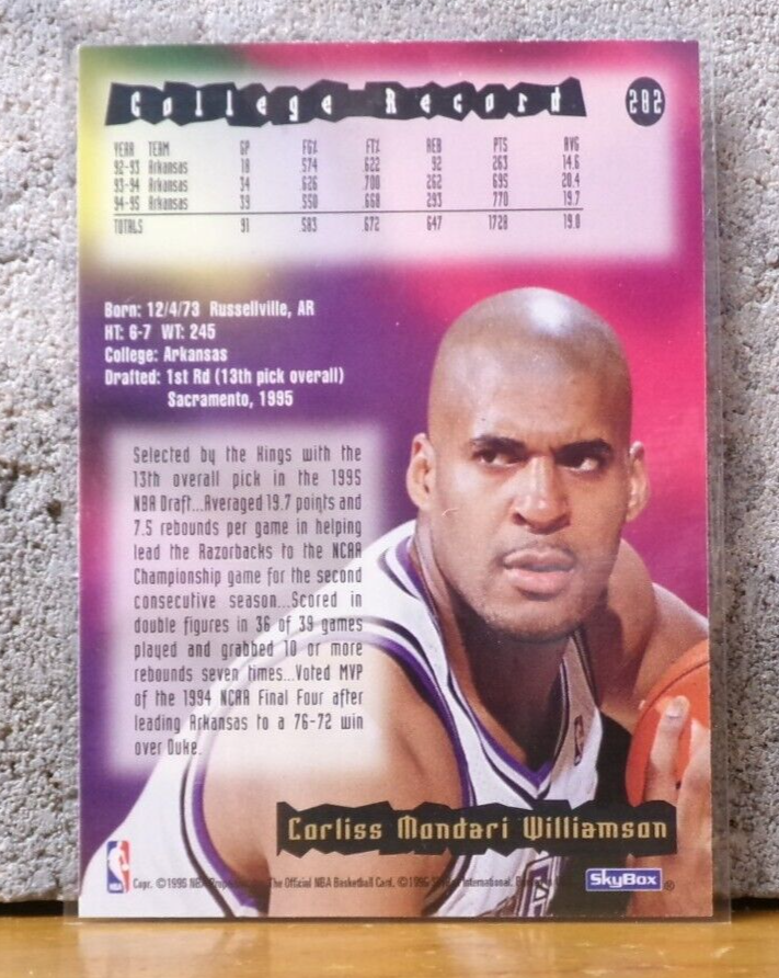 COOL BASKETBALL CARD CORLISS WILLIAMSON ARKANSAS - SACRAMENTO NBA