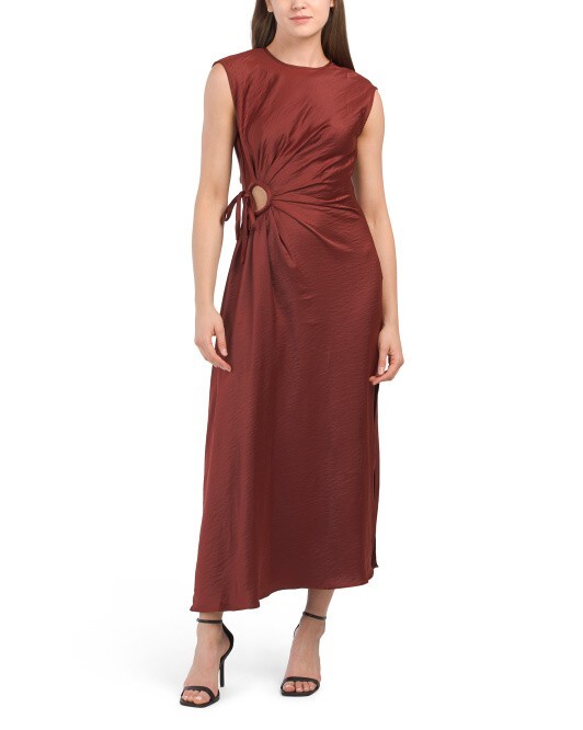 burgundy slip dress maxi Maxi burgundy slip dress with open back  mockniwear