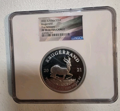 South Africa 2021 2oz Silver Krugerrand PF70UCAM NGC 6249682-133 First Releases