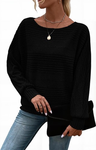 Womens Fall Fashion 2025 Casual Batwing Long Sleeve Shirts Loose Crewneck Tun...