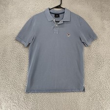 Paul Smith Polo Shirt Mens Small Blue Organic Cotton Zebra Logo PS Classic Fit