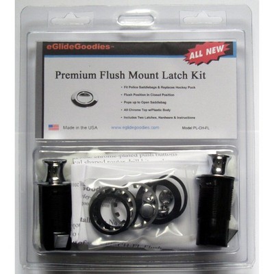 eGlideGoodies Chrome Push Button Flush Mount Saddlebag Latches - PL-CH-FL