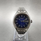 Seiko Automatic Watch Women 25mm Blue Dial Silver Tone Daydate 2206-0510 Runs