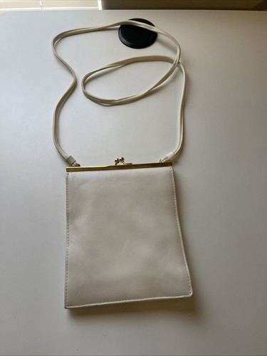 Bechamel Vintage kleine Leder Umhängetasche Handtasche Clutch weiß