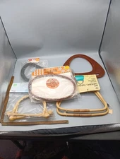 Vintage Lot Of 5 Sets  Macrame Purse Handles Rings 