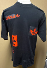 Adidas Originals Men s Small Black Red Trefoil Multi Logo Graphic T-Shirt