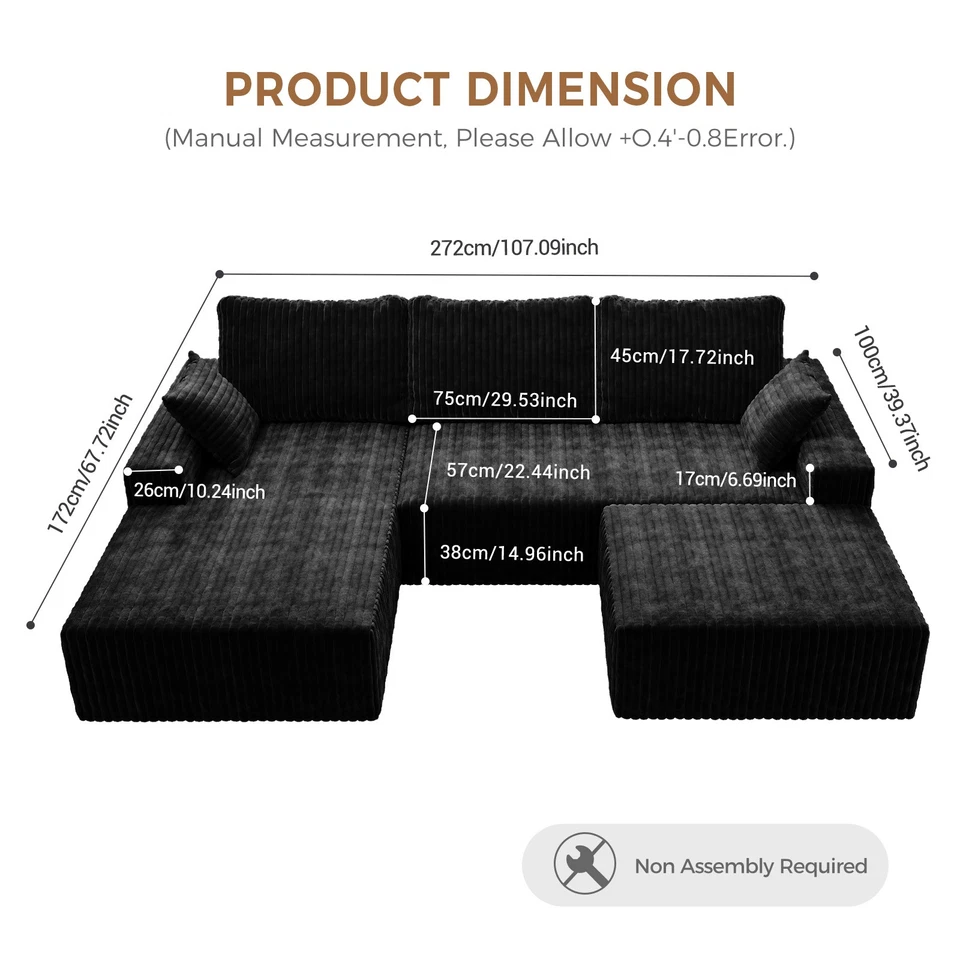 Sofá Chaise Lounge Combinación Libre Sofá Seccional Moderno en Forma de L/U Cama Tatami Foto 4 de 4