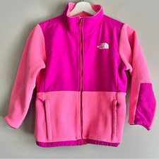 The North Face Denali fleece pink jacket girls large 14 16 full zip pockets coat