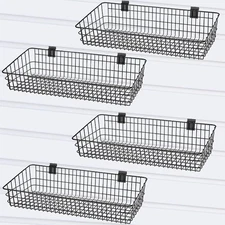 Slatwall Baskets 23.6 Inch Width Metal Heavy Duty Wire Slatwall Mounted Hanging
