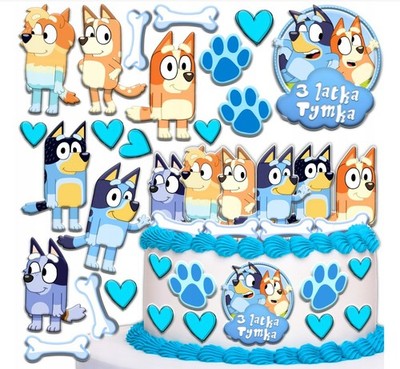 Bluey Essbar Fabel Bingo Tiere Tortenaufleger Torte Geburstag + TEXT