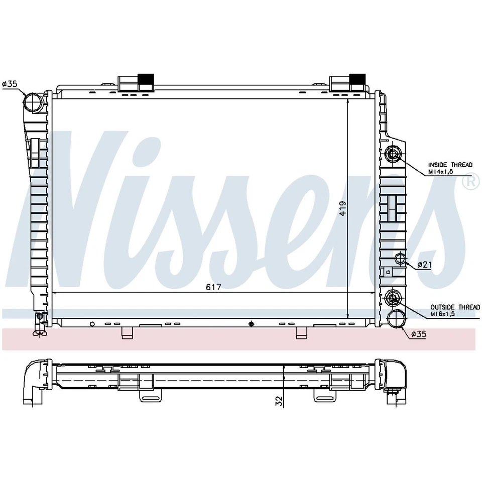 Nissens 62756A Radiator For 94-03 Mercedes-Benz C220 C230 CLK320 - Image 3 of 4