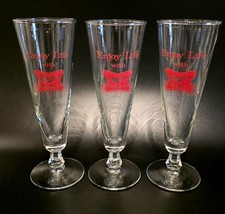 (452) Vintage MCM Miller High Life Fluted Footed Pilsner Glasses Set Of 3
