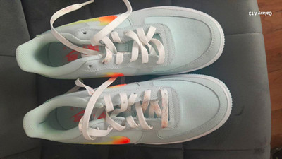 Nike Air Force 1 Low Herren Sneaker Low Top Schnürung hellblau/weiß 39