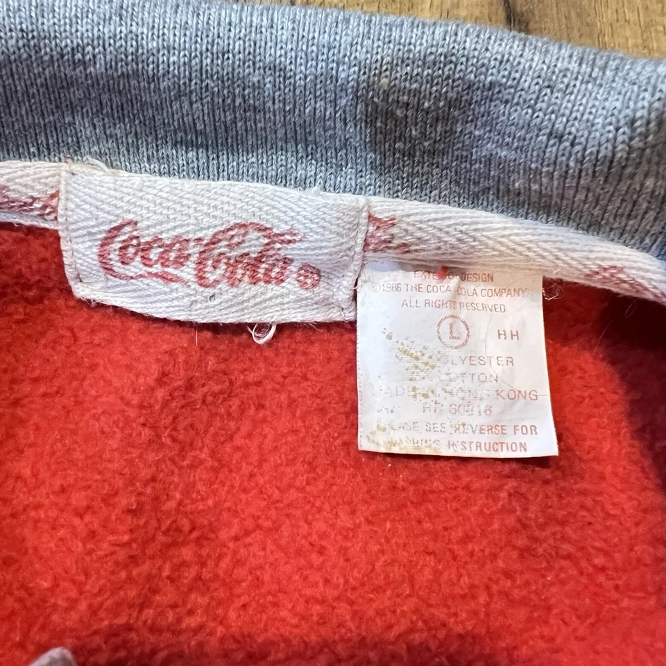 Sudadera COCA-COLA Cuello DE COLECCIÓN AÑOS 80 1/4 A PRESIÓN Rayas Rojas Cuadradas Talla Grande Foto 3 de 4