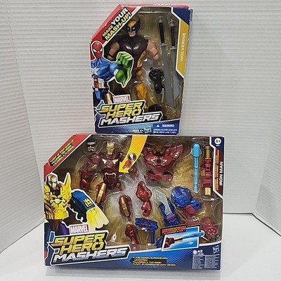 Marvel Super Hero Mashers Electronic Iron Man & Wolverine Action Figure Set NEW