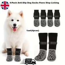 4-Pack Anti-Slip Dog Socks Paws Stop Licking Adjustable Pet Paw Protection Socks