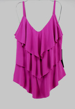Magicsuit by Miraclesuit Tankini Swim TOP Womens 10 Rita Purple Tiered Layer New
