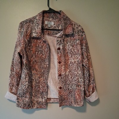 Keren Hart Travel Jacket Women Large Paisley Wrinkle Free Lightweight Red & Pink