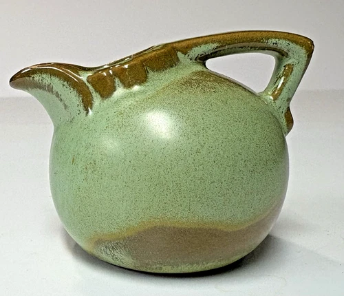 Frankoma Clay Pottery Pitcher # 553 Miniature Prairie Green 2.5" Tall Vintage