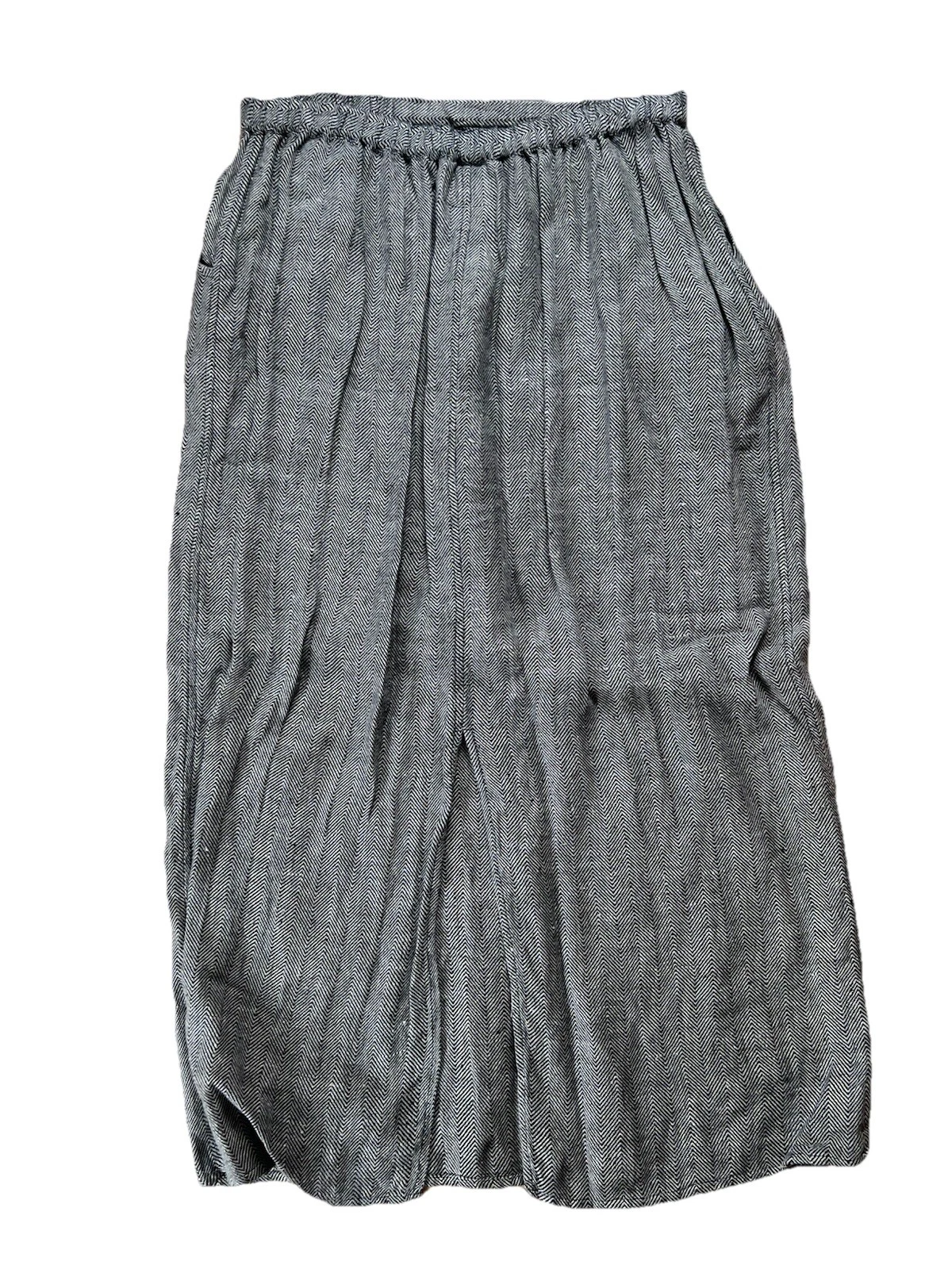 FLAX by JEANNE ENGELHART 100% Linen Pull-On Maxi Skirt dark Gray Size L