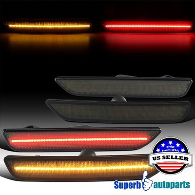 Fits 2010-2014 Mustang LED Smoke Front+Rear Side Marker Lights Signal Lamps 4PC