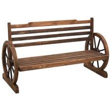 Garden Bench Wooden Seating Furniture Outdoor Seater Chair Patio Wagon Wheel