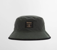 Barbour Waxed Cotton Bucket Hat - Navy with Tartan Lining - Size Small