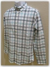 Men's Every Wear Long Sleeve Button-Down Slim Shirt Poplin AQUA PLAID Goodfellow