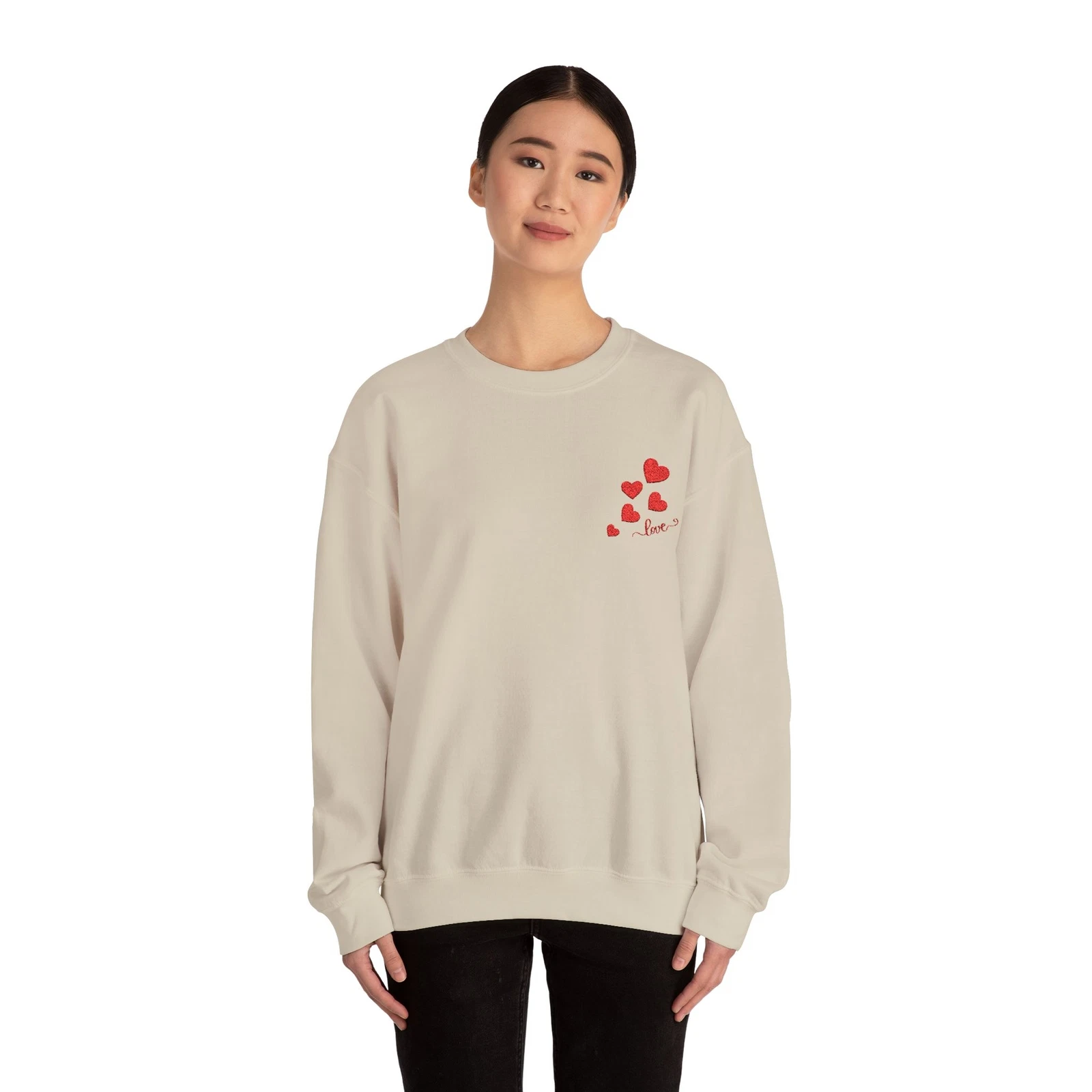 Embroidered Hearts & Love Sweatshirt, Valentine's Day Gift
