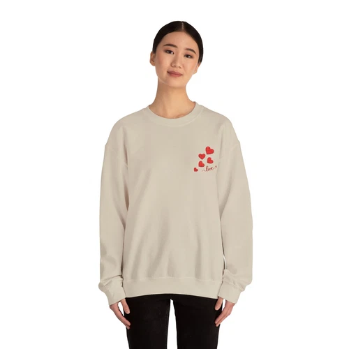 Embroidered Hearts & Love Sweatshirt, Valentine's Day Gift