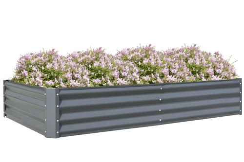 Domi 8x4x1ft Metal Galvanized Raised Garden Bed, Dark Grey Planter Box - Picture 8 of 10